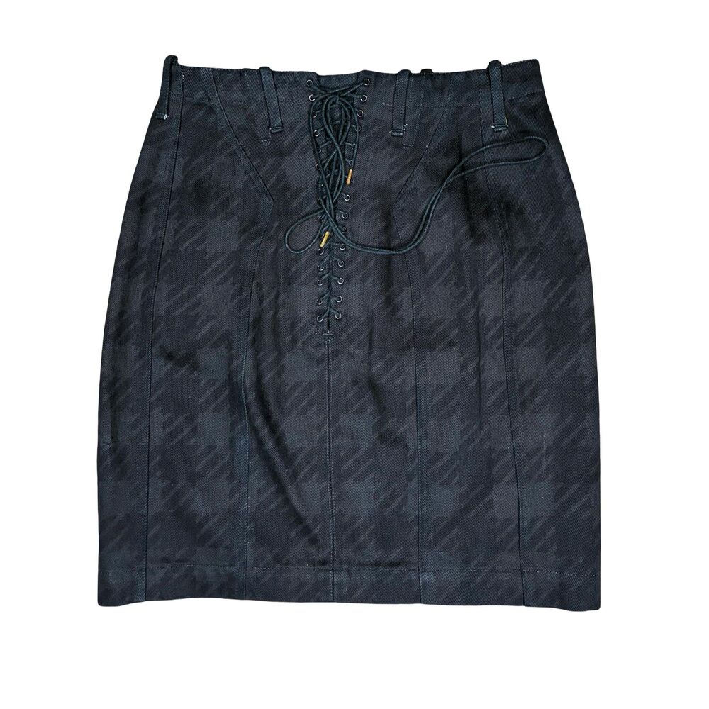 SS 1991 Azzedine Alaïa Tati black cotton denim pencil skirt size small